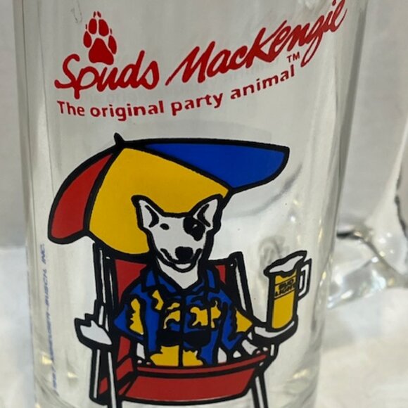 VTG 1987 Spuds Mackenzie The Original Party Animal 5.8" Glass Beer Mug 12 oz - Picture 2 of 9